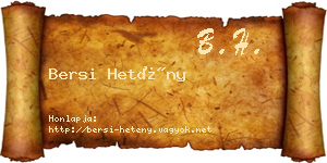 Bersi Hetény névjegykártya